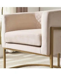 Streamdale Upholstered velvet chair Gold metal bracket, medieval living room office tea room lounge chair with curved backrest