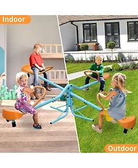 Outdoor Kids Spinning Seesaw Sit and Spin Teeter Totter， Outdoor Playground Equipment Swivel Teeter Totter for Backyard