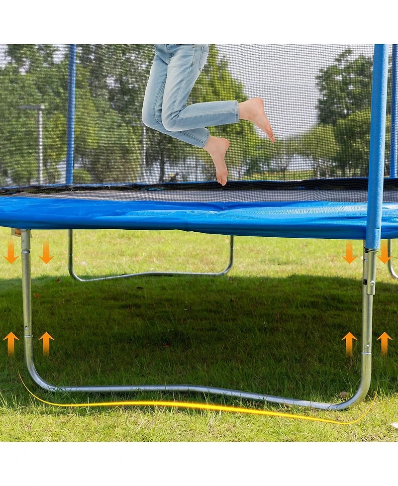 16FT Trampoline for Adults & Kids with Basketball Hoop, Outdoor Trampolines w/Ladder and Safety Enclosure Net for Kids and Adults