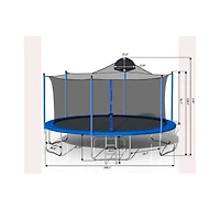 14FT Trampoline for Adults & Kids with Basketball Hoop, Outdoor Trampolines w/Ladder and Safety Enclosure Net for Kids and Adults