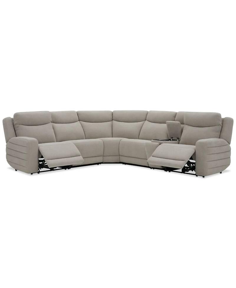 Kristyan -Pc. Fabric Sectional with 2 Power Recliners and Console