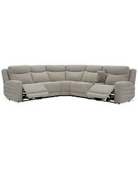 Kristyan -Pc. Fabric Sectional with 2 Power Recliners and Console