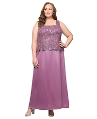 Alex Evenings Plus Stretch Tulle 3/4-Sleeve Jacket Dress