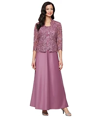 Alex Evenings Women's Stretch Tulle 3/4-Sleeve Jacket Dress