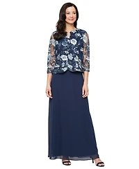 Alex Evenings Women's Stretch Tulle Jacket Dress