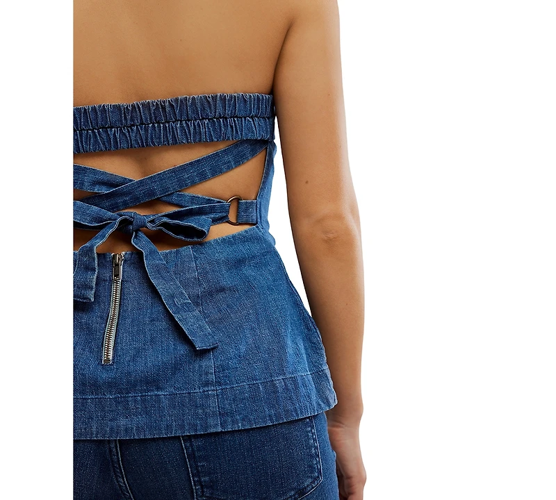 Free People Women's Lora Strapless Denim Top