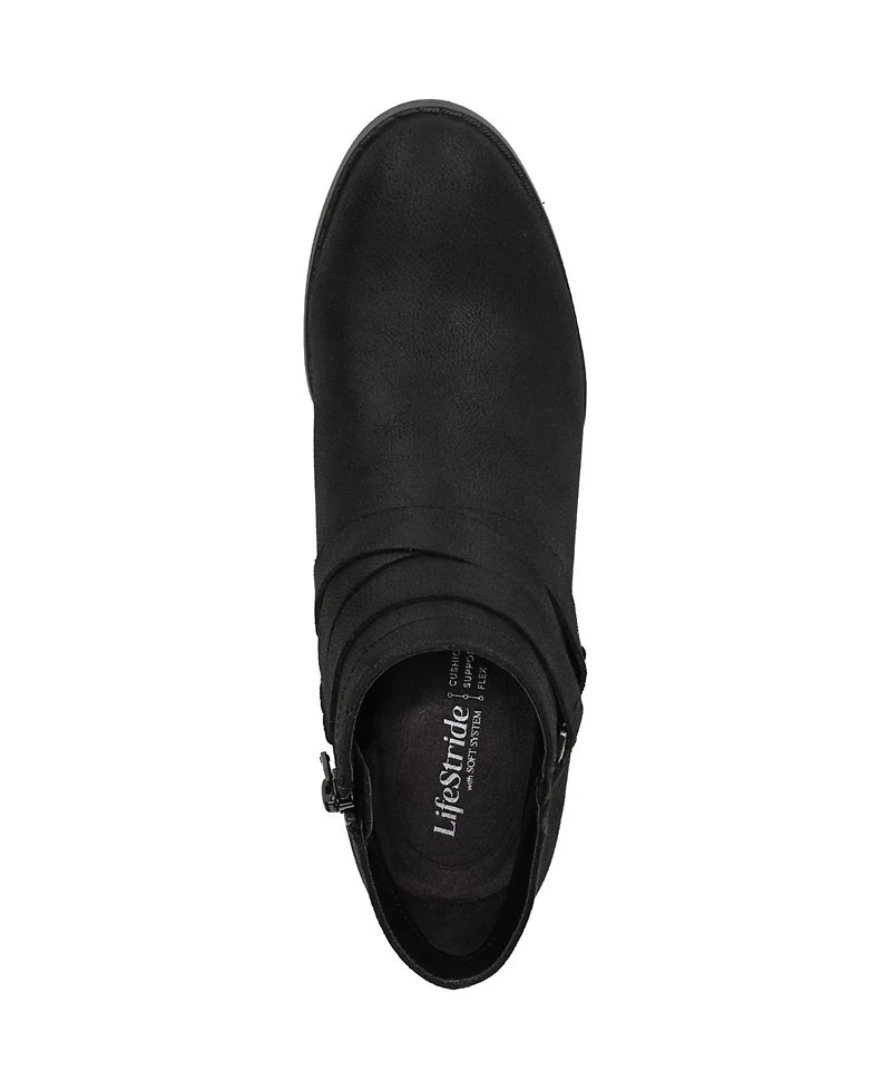 LifeStride Women's Bryce Zip Round Toe Block Heel Short Boots