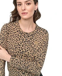 Dkny Jeans Women's Cheetah-Print Cardigan Sweater