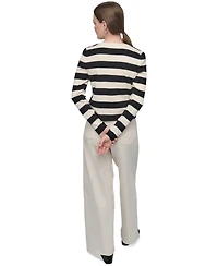 Dkny Jeans Women's Striped Cropped Cardigan Sweater