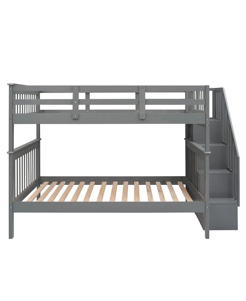 Full-Over-Full Bunk Bed with Storage & Guard Rail