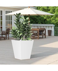 22" Metal Tapered Planter - Burnished White