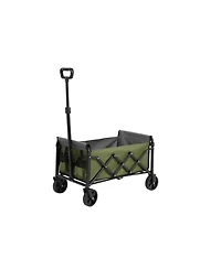 Folding Beach Wagon - Heavy Duty, Portable, Outdoor Cart - Army Green