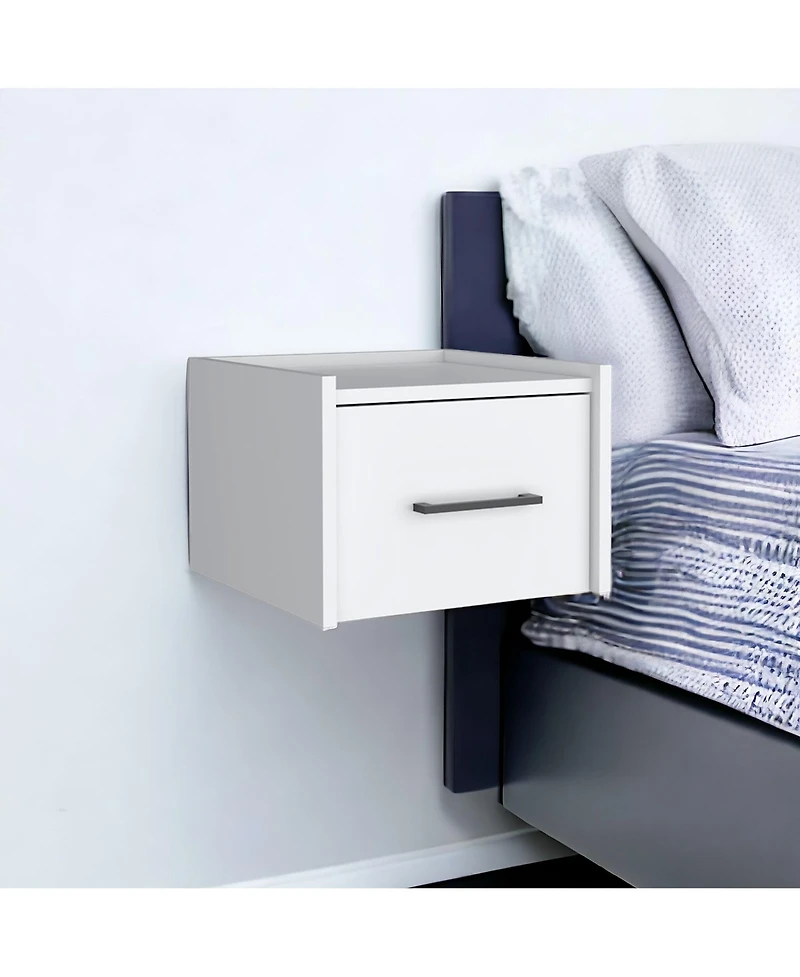 Modern One-Drawer Faux Wood Floating Nightstand – Space-Saving Design