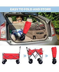 Collapsible Wagon Cart with Wheels & Drink Holders