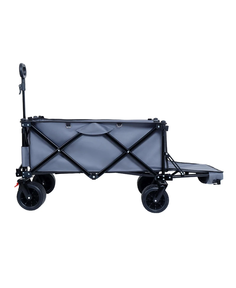 Foldable Wagon with Tailgate, Cover, 400LBS, All-Terrain Wheels