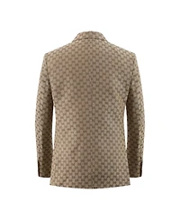 Elie Balleh Boys Brown Slim Fit Logo Blazer