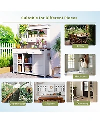 Garden Potting Bench with Hutch & Storage