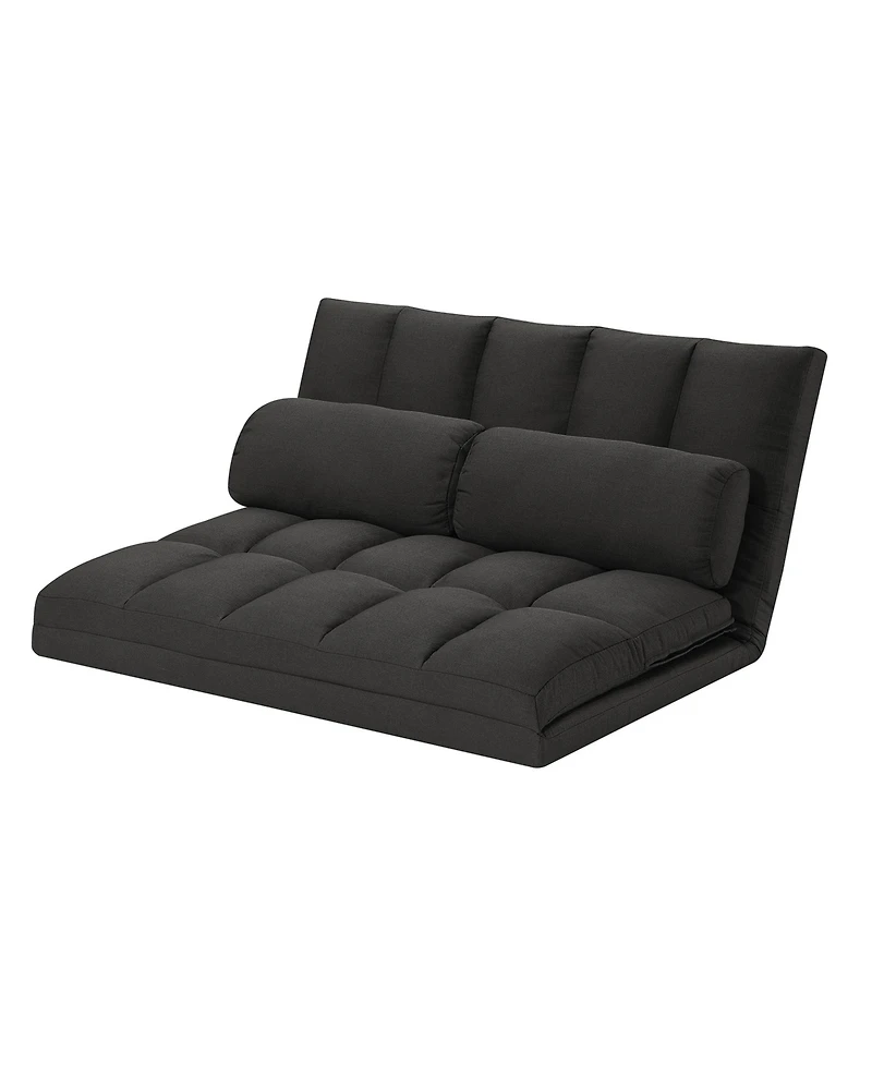 Convertible Futon Loveseat with Sleeper Function and Toss Pillows