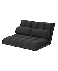 Convertible Futon Loveseat with Sleeper Function and Toss Pillows