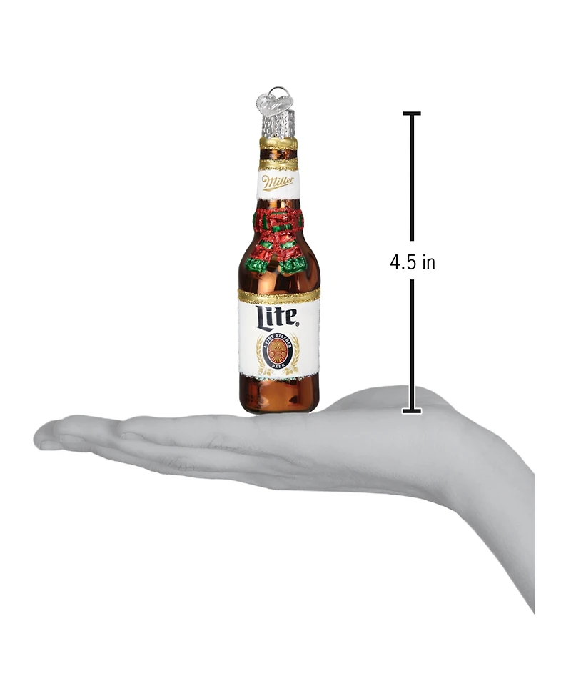 Old World Christmas 4.5" Adult Beverages Holiday Miller Lite Beer Bottle Ornament