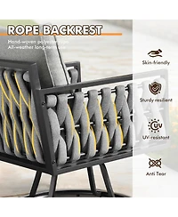 Xizzi 6-Priece Outdoor Patio Set with All-Weather Polyester Rope, Conversation Sofa for Backyard Deck Soft Cushions,Ottomans and Glass Coffee