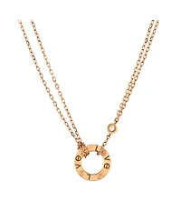 Pre-Owned Cartier 2 Diamonds Love Pendant Necklace 18K Rose Gold with Pink Sapphire and Diamond