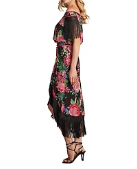 Tadashi Shoji Women's Kaiser Floral Fringe Midi Dress