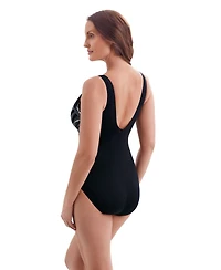 Longitude by Mimi Flamingo Women's Leaf Encounter Ruffle Surplice One Piece Swimsuit
