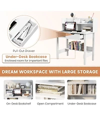Home Office Computer Desk with Storage Shelves and Drawer Ideal for Working and Studying