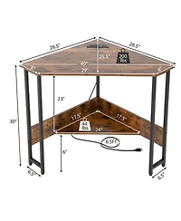Triangle Computer Corner Desk with Charging Station