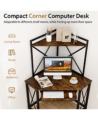 Space-Saving Computer Desk with with Hutch and Keyboard Tray