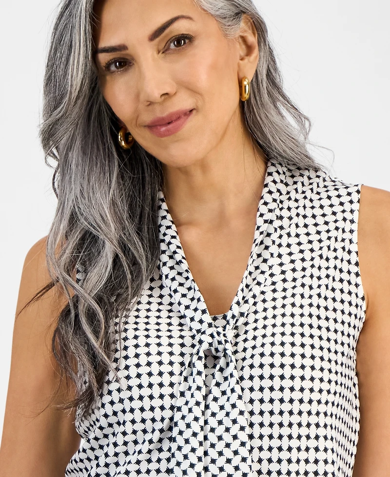 Kasper Women's Tie-Neck Sleeveless Top, Regular & Petite
