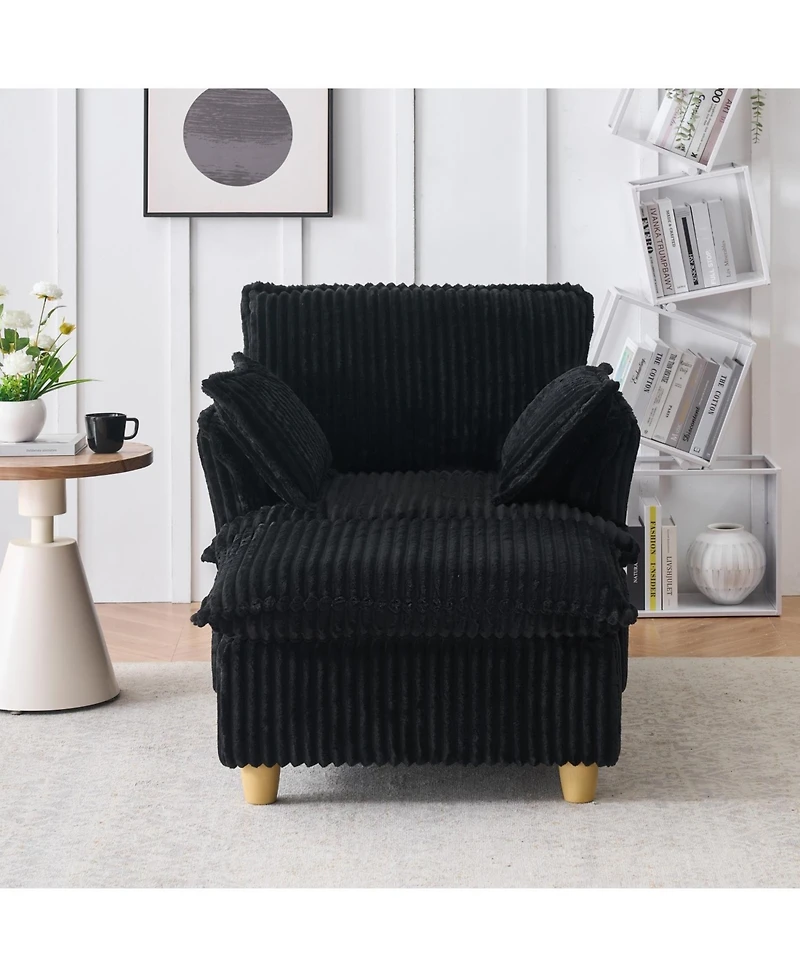 Streamdale Corduroy Sofa with Ottoman & Pillows