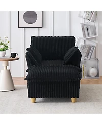 Streamdale Corduroy Sofa with Ottoman & Pillows