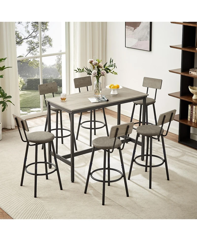Streamdale 7-Piece Pub Set Industrial Table & Bar Chairs