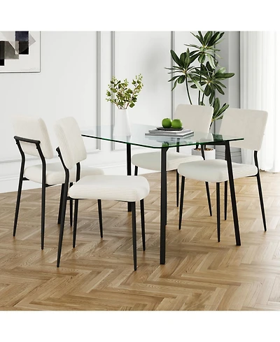 Streamdale Black and Glass Dining Table Set for 5