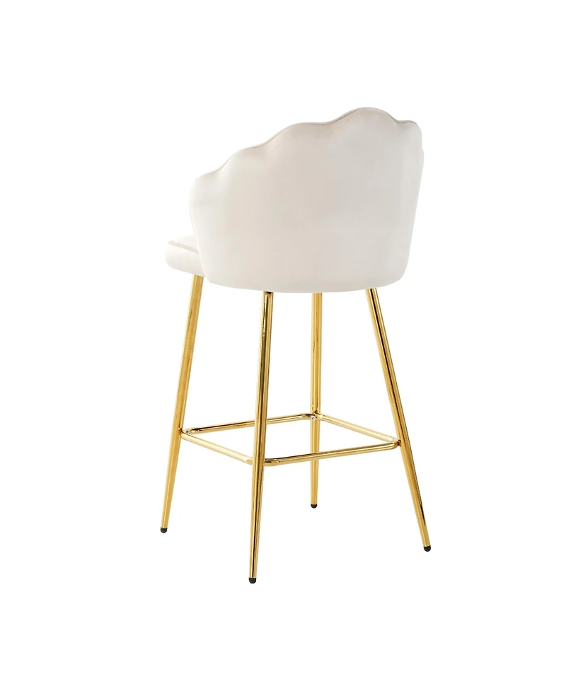 Streamdale Stylish Velvet Metal Leg Glass Countertop Bar Chairs (Set of 5)