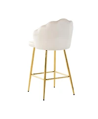 Streamdale Stylish Velvet Metal Leg Glass Countertop Bar Chairs (Set of 5)