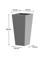 Metal Tapered Planter - 30" Tall, Burnished Grey