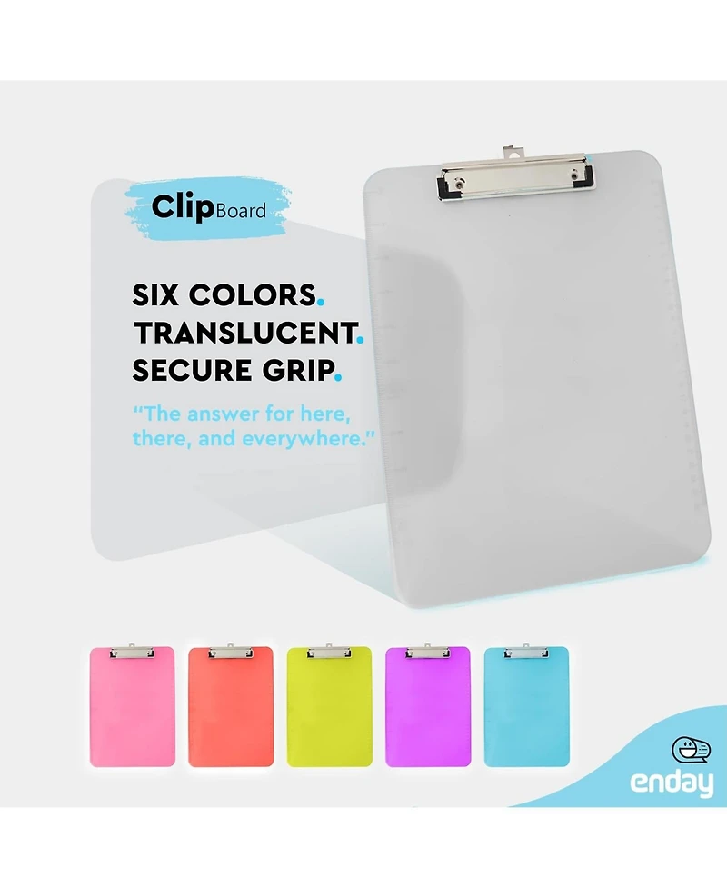 Plastic Clipboard Standard Pink, Translucent Low Profile Clip Board, Hangable Clipboard, 12.7” x 9”, Holds 100 Sheets, 1 Pc