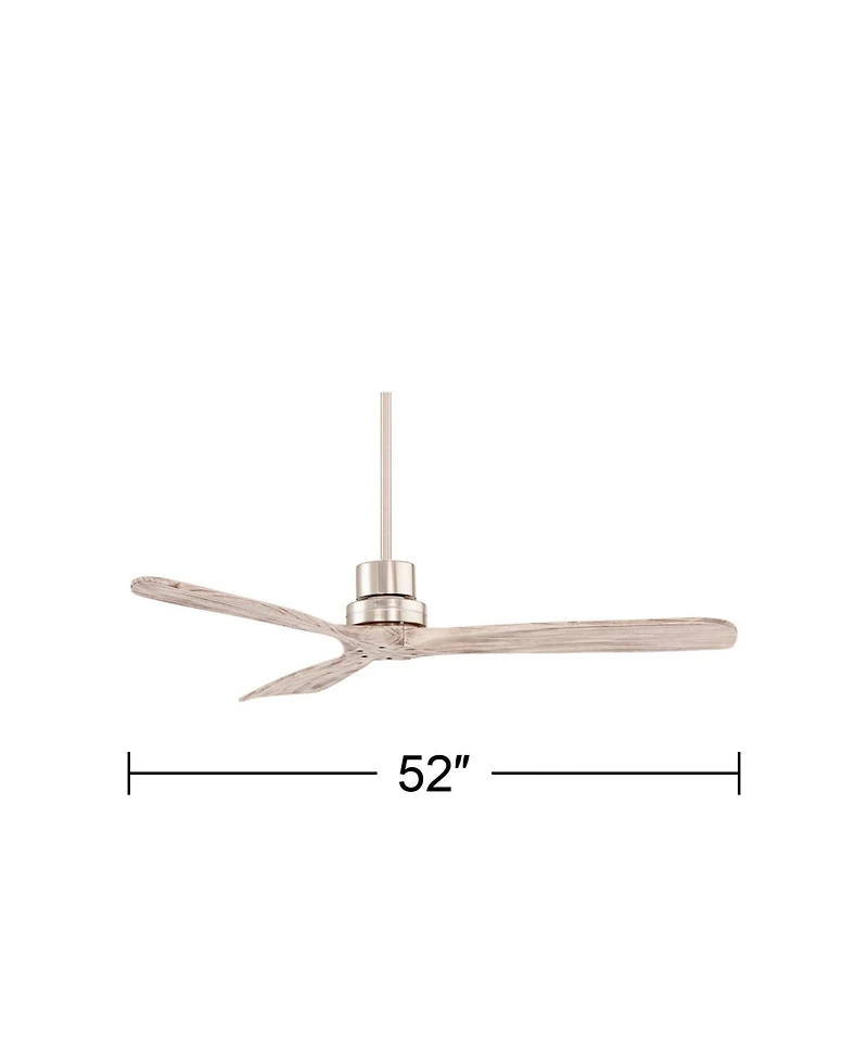 52" Casa Vieja Delta-Wing Dc Modern 3 Blade Indoor Ceiling Fan with Remote Control Brushed Nickel Gray Wood Damp Rated for Patio Exterior