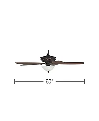 60" Casa Vieja Montego Industrial Rustic Indoor Ceiling Fan Led Light Oil Rubbed Bronze Teak Alabaster Glass Living Kitchen Home