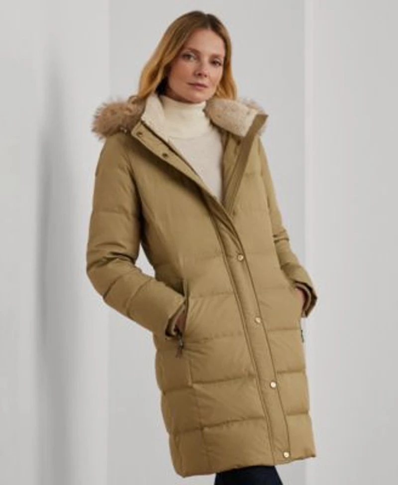 Lauren Ralph Lauren Womens Faux Fur Hooded Puffer Coat P Xs Xxl