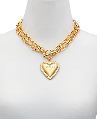 Guess Gold-Tone Heart Double Chain 18" Pendant Necklace