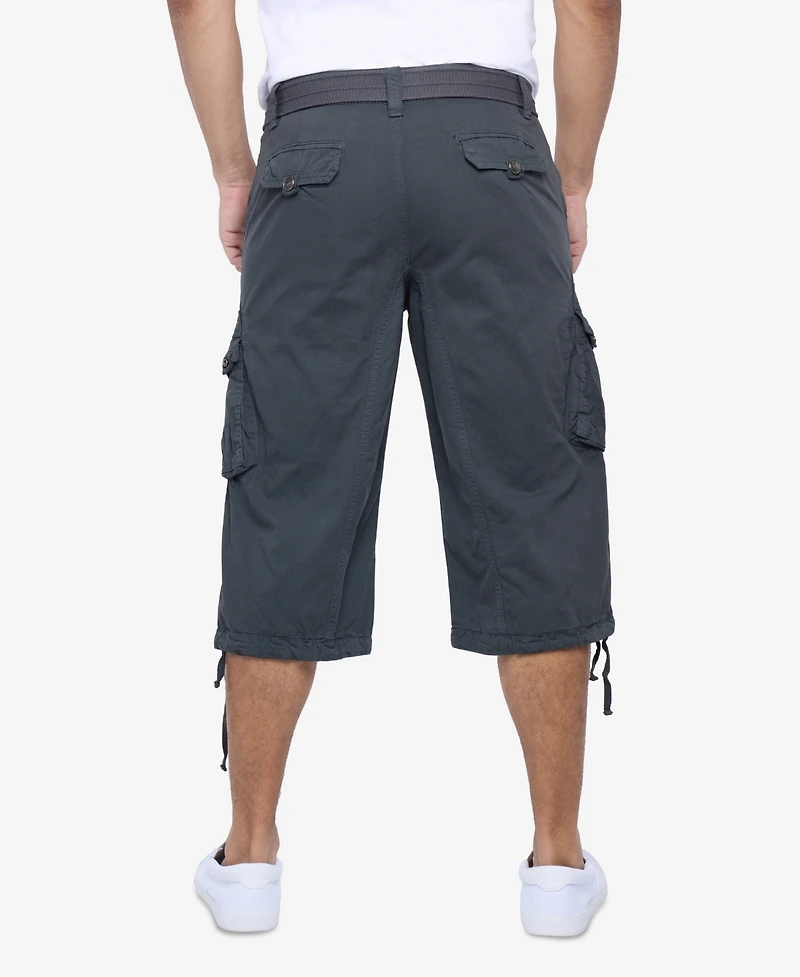 X-Ray Men's Belted Capri Cargo Shorts