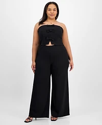 Madden Girl Trendy Plus Size Waist-Cutout Bow-Trim Jumpsuit