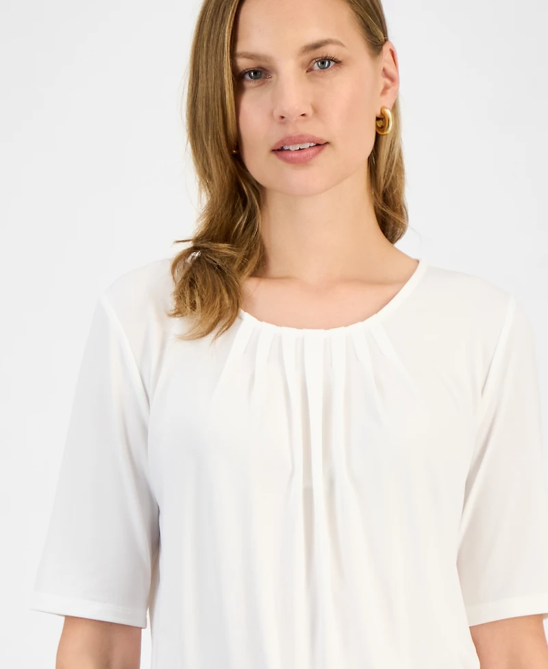 Kasper Women's Pleat Neck Knit Top, Regular & Petite