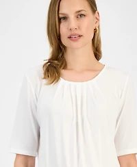 Kasper Women's Pleat Neck Knit Top, Regular & Petite