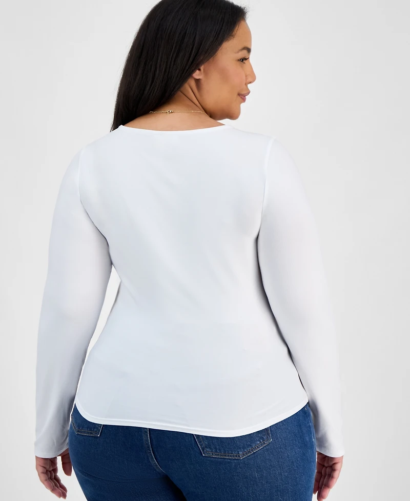 7th & Hudson Trendy Plus Size Double Layer V-Neck Top