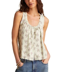 Lucky Brand Women's Floral Print Button-Front Sleeveless Top